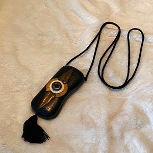 Valentina Glasses Hard case - Leather w/ Design  - Crossbody strap - Vintage